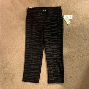 Black and gray striped crop workout pants